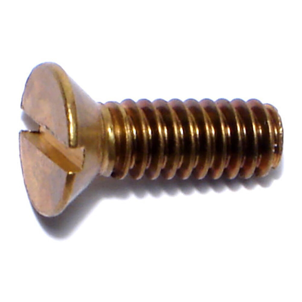 image of 1/4-20 X 3/4 Slotted Flat Machine Screw, Brass