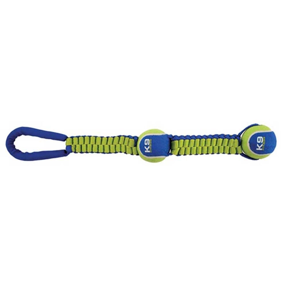 image of Double Tennis Ball Ballistic Nylon Twist Dog Tugger Toy, 20 in