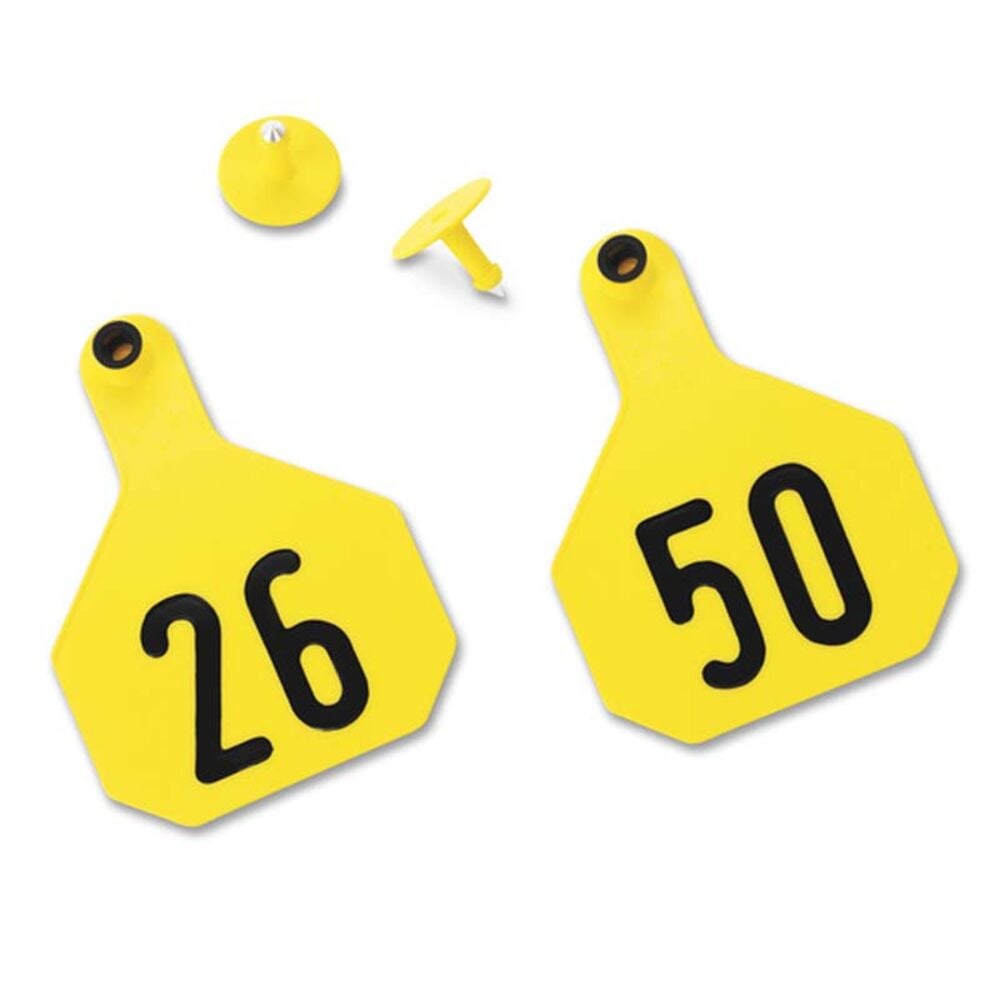 image of Numbered 2 Piece Tag, Medium,Yellow, 25 count, 26 thru 50