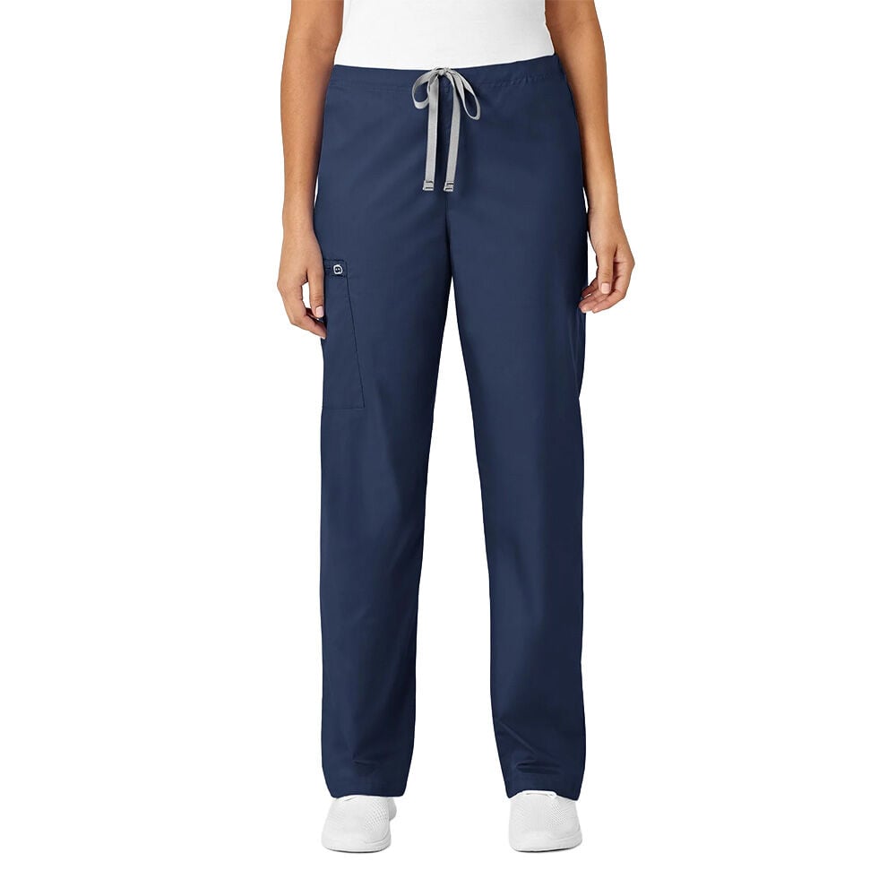 image of Unisex Drawstring Low Rise Stright Leg Cargo Scrub Pant, Navy
