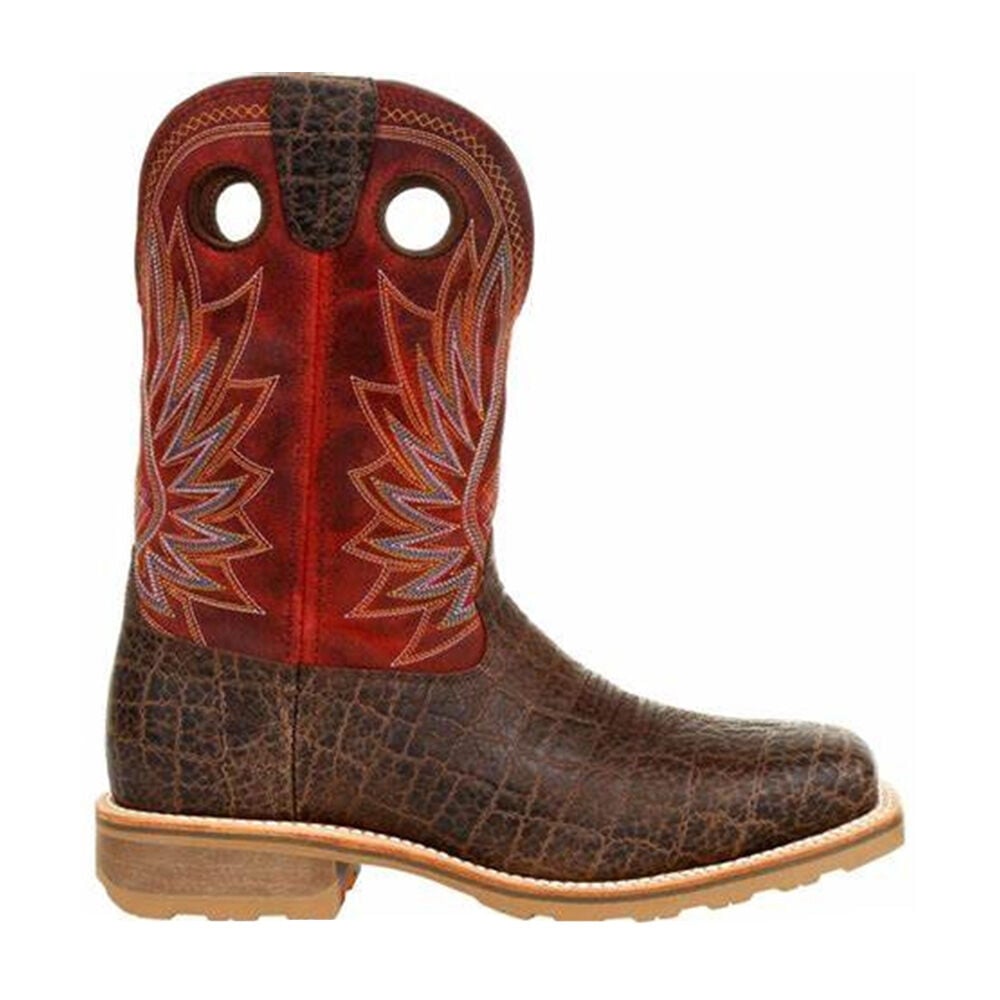 image of Men's Maverick Pro Safari Elephant/Crimson Steel Toe Waterproof Western Work Boot