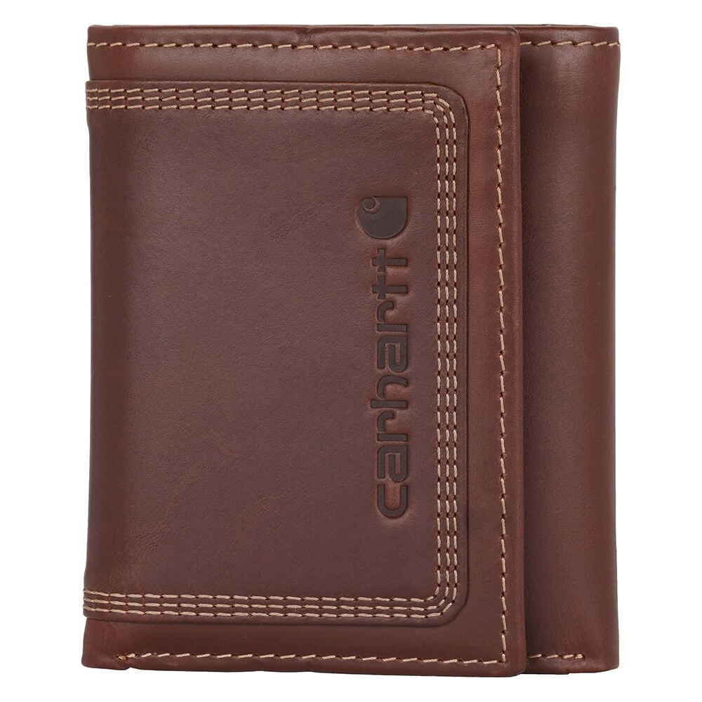 image of Men's Leather Triple-Stitched Trifold Wallet