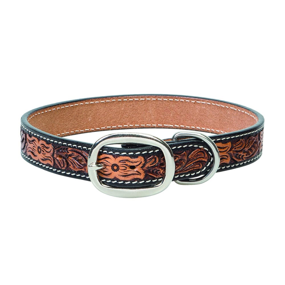 image of Floral Tooled Dog Collar, 3/4-inch x 15-inch