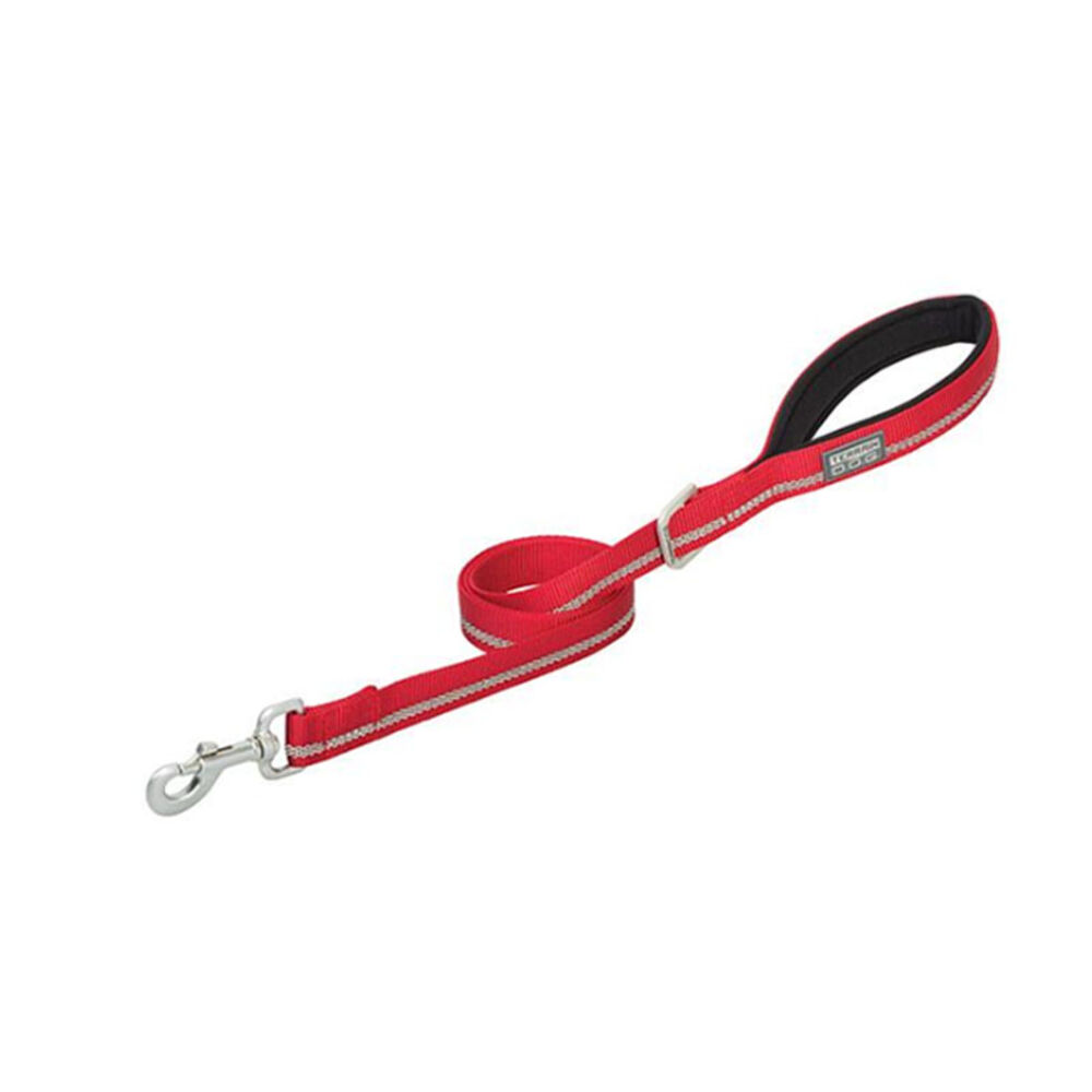 image of Reflective Neoprene Lined Dog Leash, Red, 1-inch x 4-foot