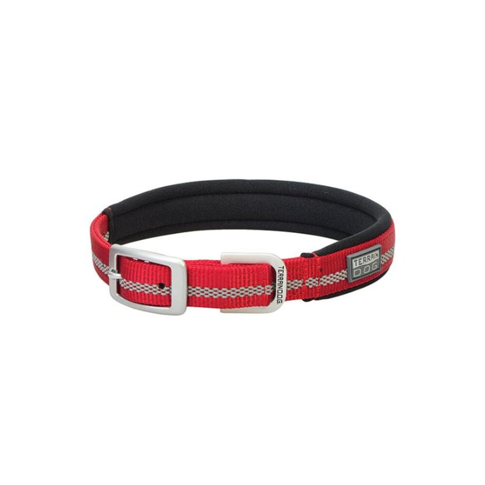 image of Reflective Neoprene Lined Dog Collar, Red, 3/4-inch x 13-inch