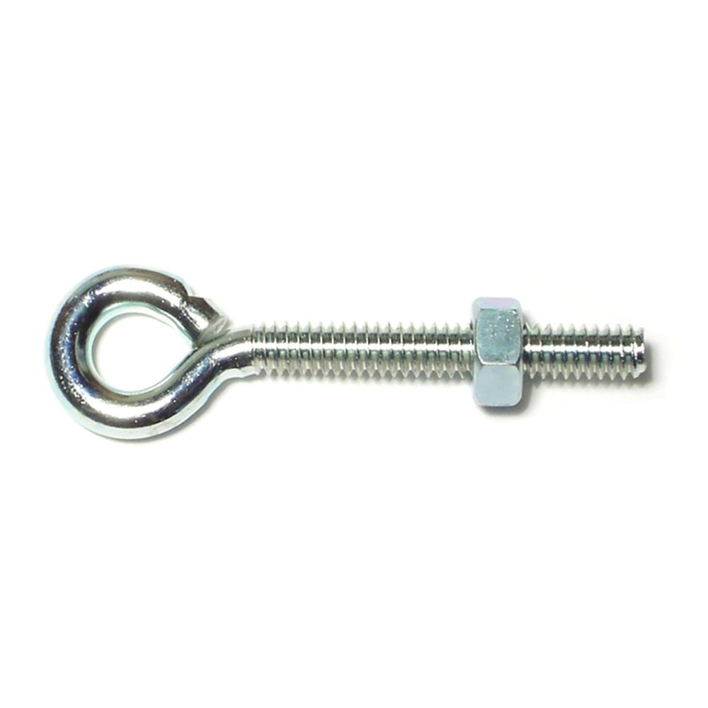 image of Eye Bolts with Nuts, 1/4-20 x 2-5/8, Zinc, 1-Piece