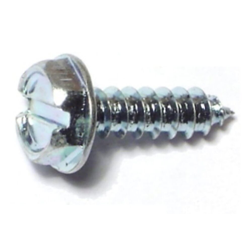 image of Hex Washer Sheet Metal Screws, 6 x 1/2, Zinc, 3-Piece