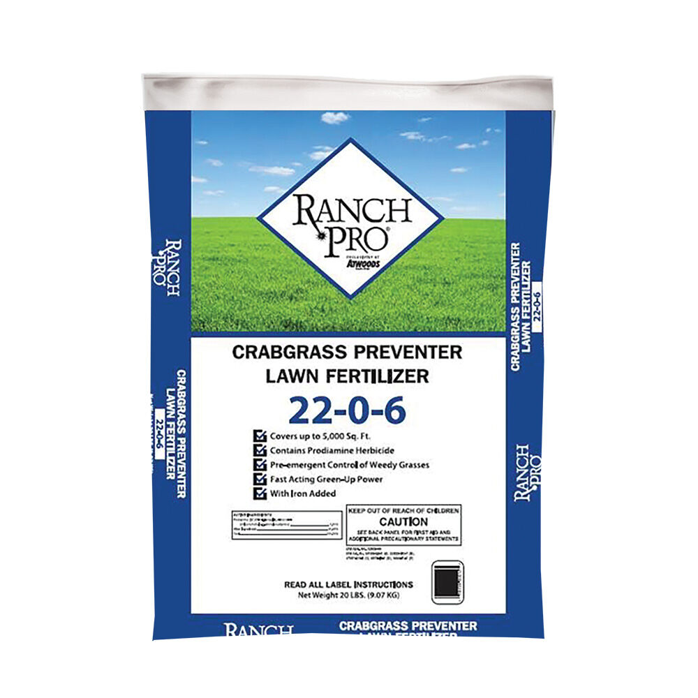 image of Ranch Pro Crabgrass Preventer Lawn Fertilizer 22-0-6, 20 lbs