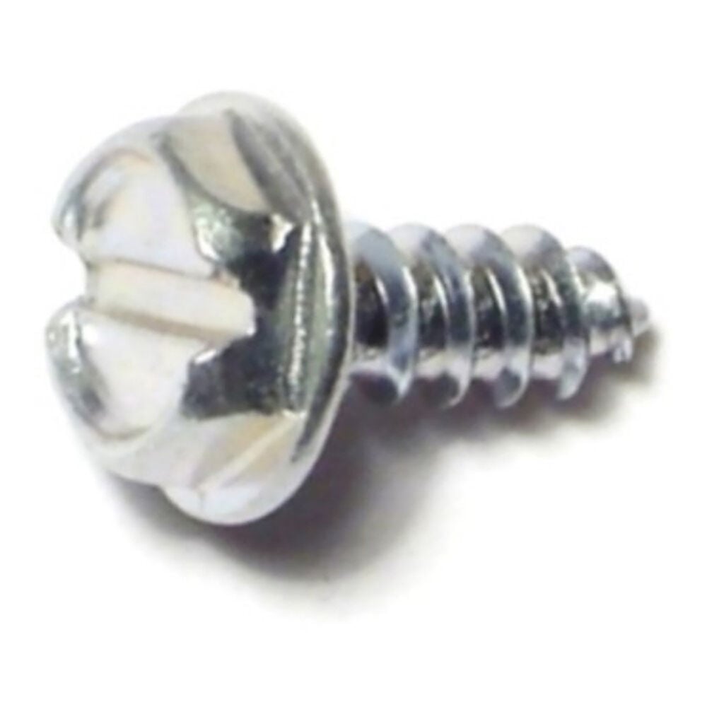 image of Slotted Hex Washer Sheet Metal Screws, 6 x 3/8, Zinc, 4-Piece