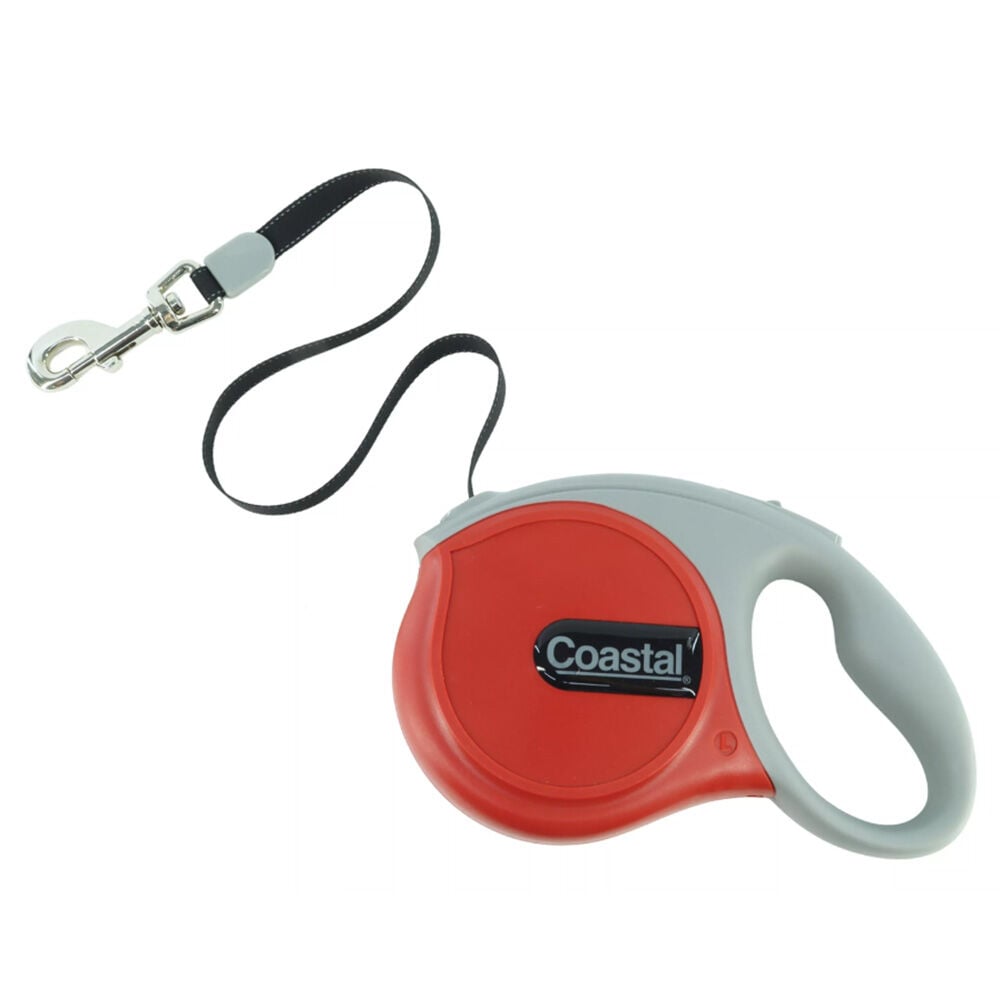 image of Power Walker Dog Retractable Leash- Red, Up to 32 lb