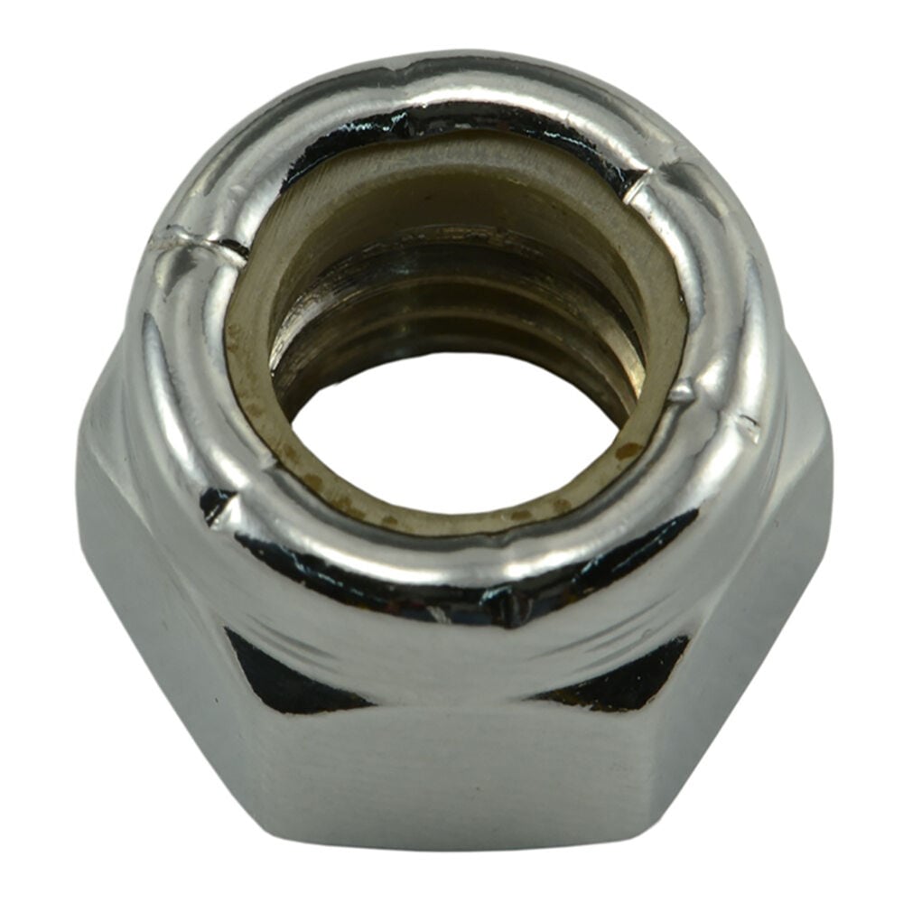 image of Nylon Insert Lock Nuts, 3/8-16, Chrome, 1-Piece