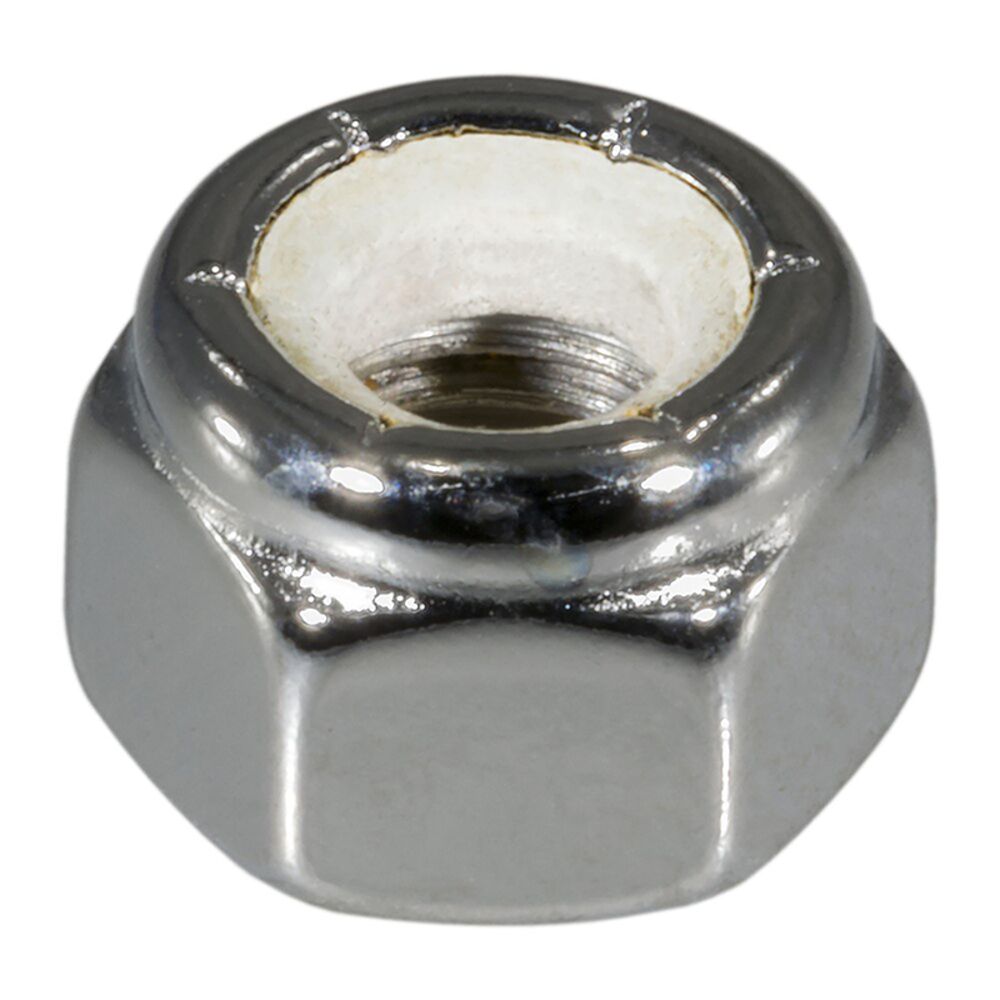 image of Nylon Insert Lock Nuts, 1/4-28, Chrome, 1-Piece