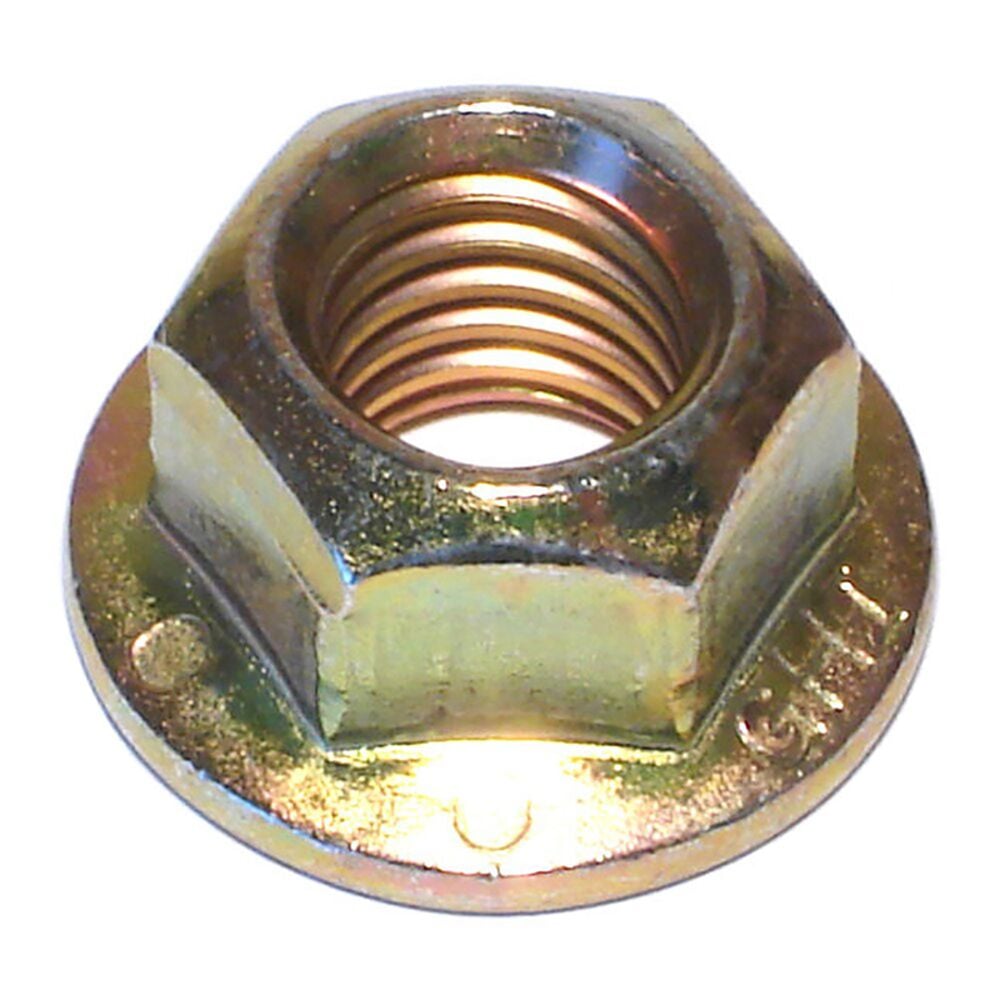 image of Grade 8 Hex Flange Lock Nuts, 1/2-13, Yellow Zinc, 1-Piece