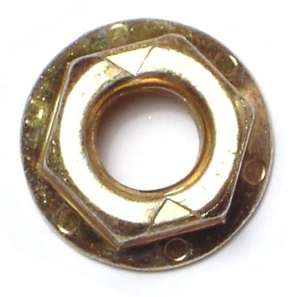 image of Grade 8 Hex Flange Lock Nuts, 7/16-14, Yellow Zinc, 1-Piece