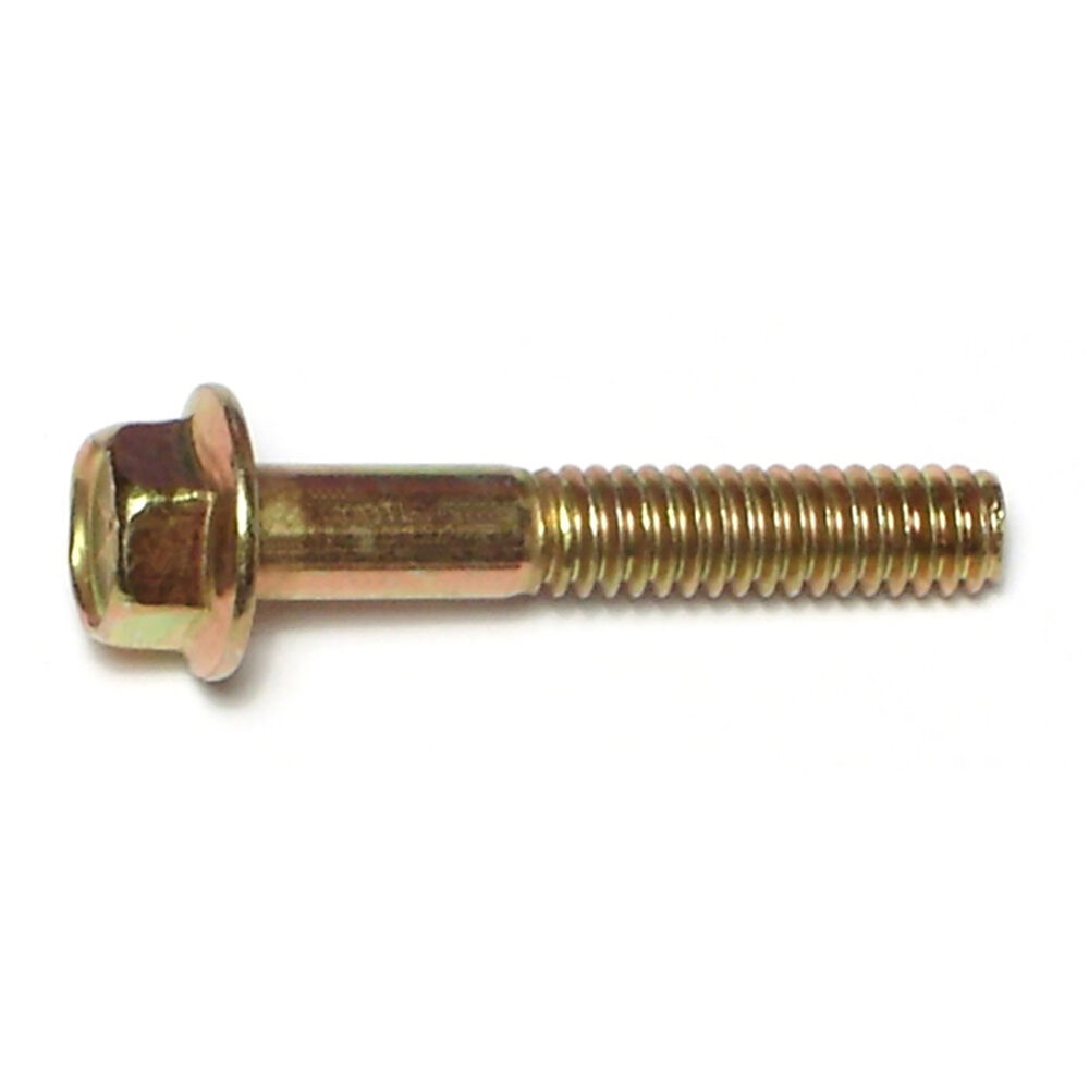 image of Flange Bolts - Grade 8, 1/4-20 x 1-1/2, Yellow Zinc, 1-Piece
