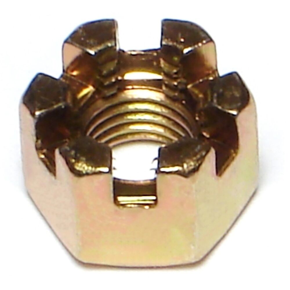 image of 8mm-1.00 Yellow Zinc Class 8 Fine Thread Castle Nut - 1 Count