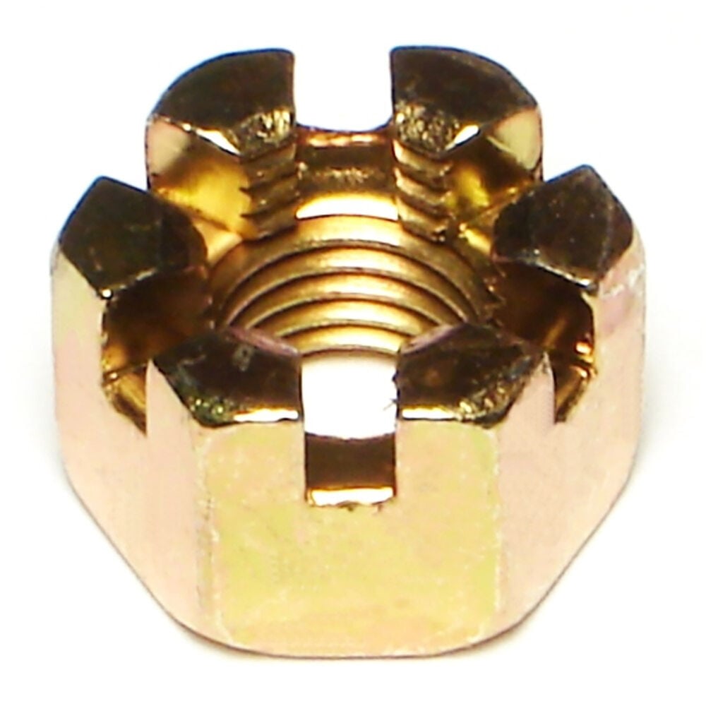 image of 10mm-1.25 Yellow Zinc Class 8 Fine Thread Castle Nut 