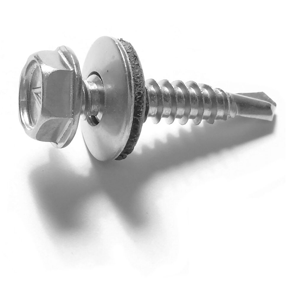 image of #8 x 1-Inch Stainless Steel Hex Washer Head Self-Drilling Screw - 1 Count