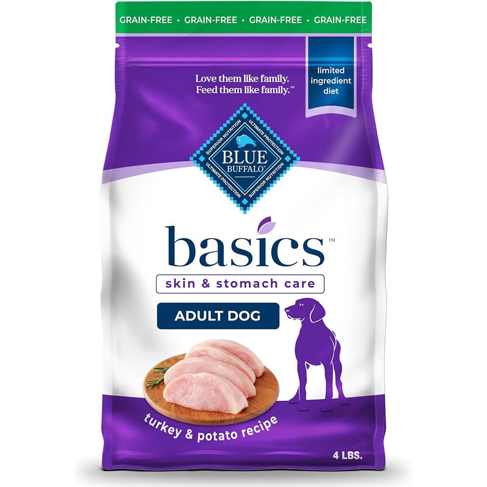 image of BLUE Basics Adult Dog Dry Food Turkey and Potato Recipe, 4 lbs