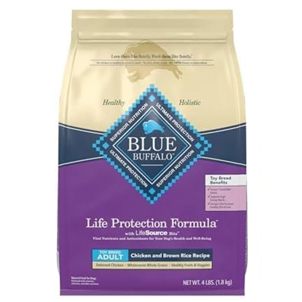 image of BLUE Life Protection Formula Dog Dry Food Toy Breed Chicken and Brown Rice Recipe, 4 lbs