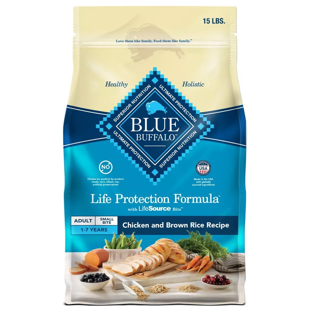 image of BLUE Life Protection Formula Small Bites Chicken and Brown Rice Dry Dog Food