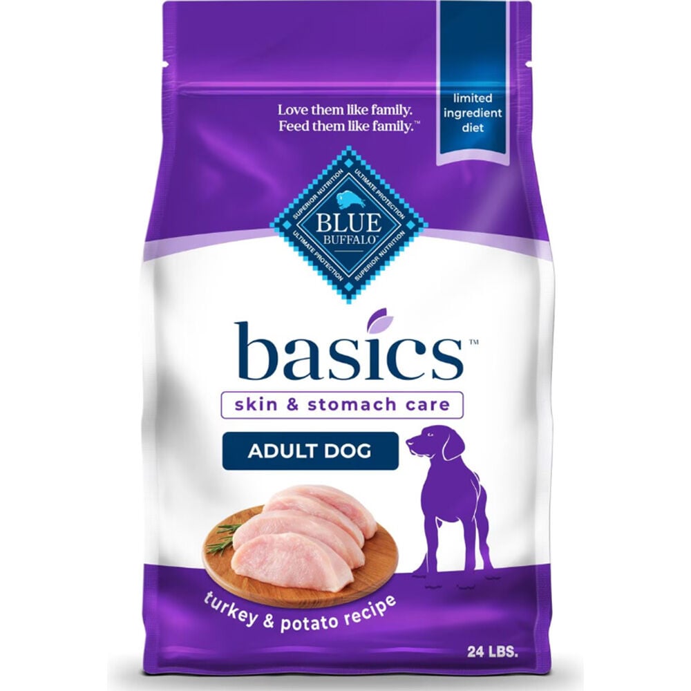 image of BLUE Basics Adult Dog Dry Food Turkey and Potato Recipe, 24 lbs