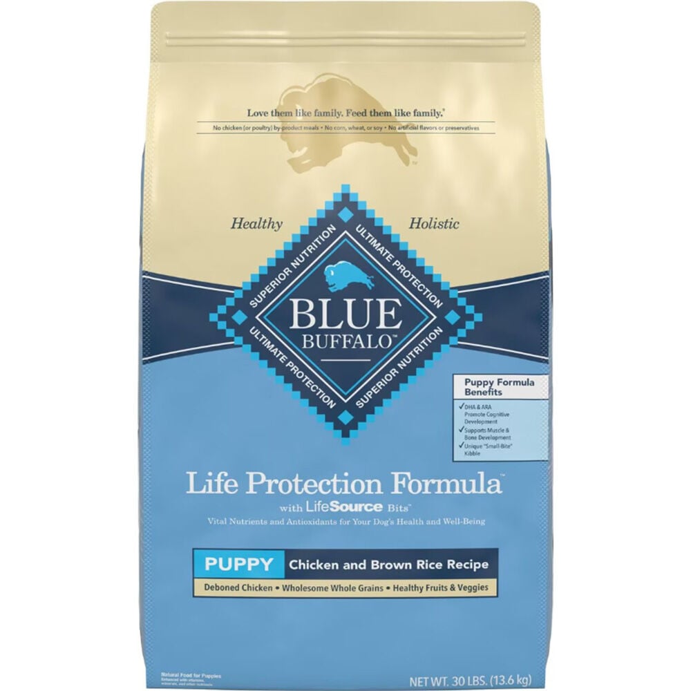 image of BLUE Life Protection Formula Dog Dry Food Puppy Chicken and Brown Rice, 30 lbs