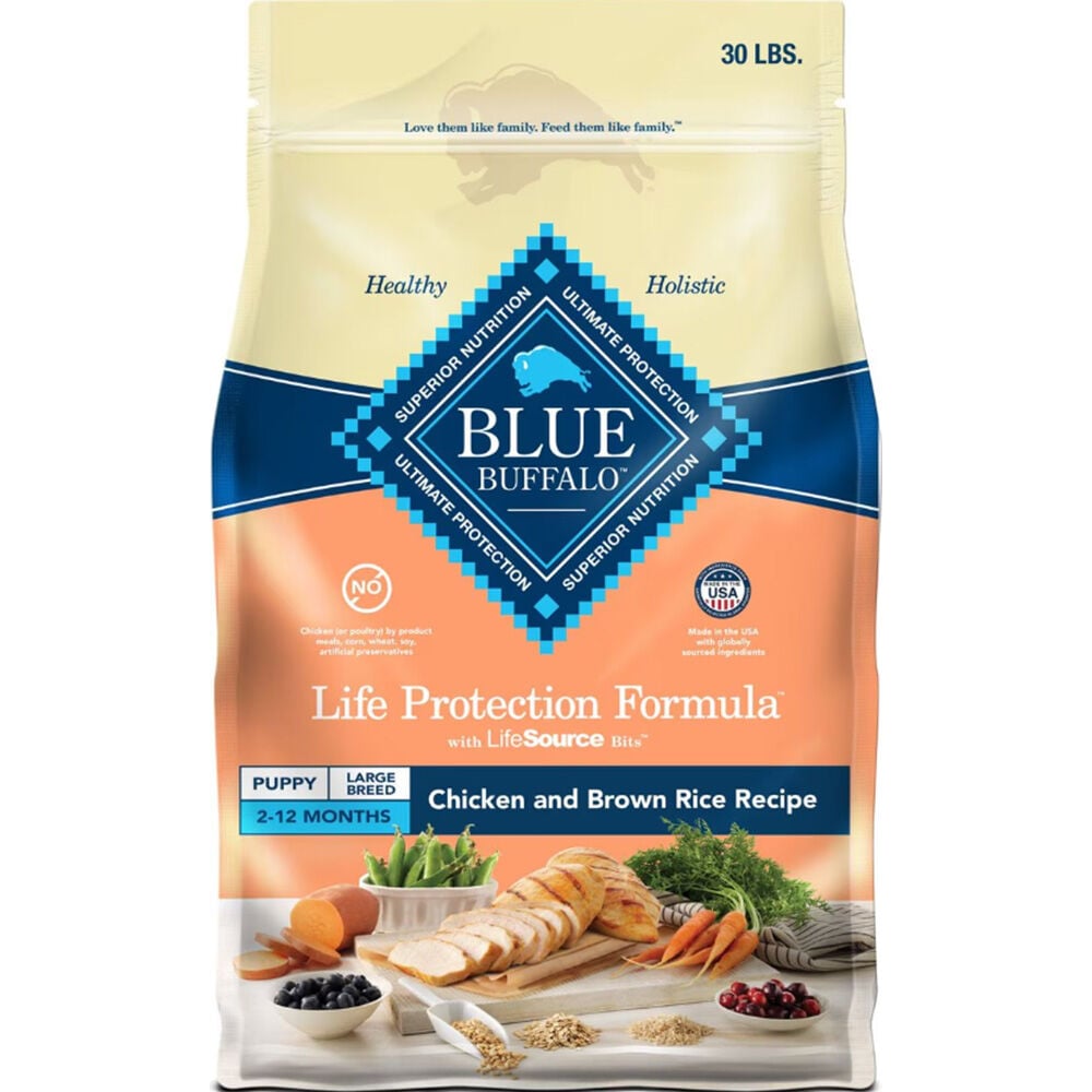 image of BLUE Life Protection Formula Large Breed Dog Dry Food Puppy Chicken and Brown Rice, 30 lbs