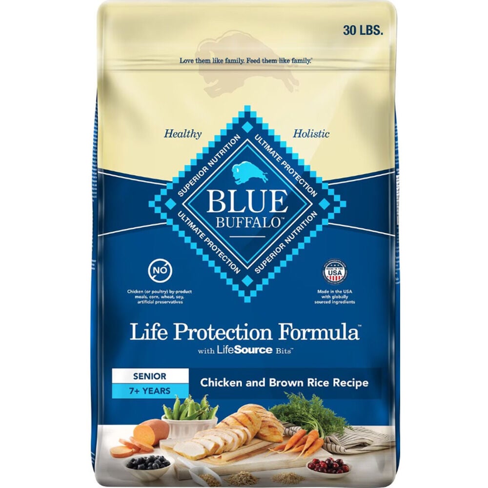 image of BLUE Life Protection Senior Chicken and Brown Rice, 30 lbs