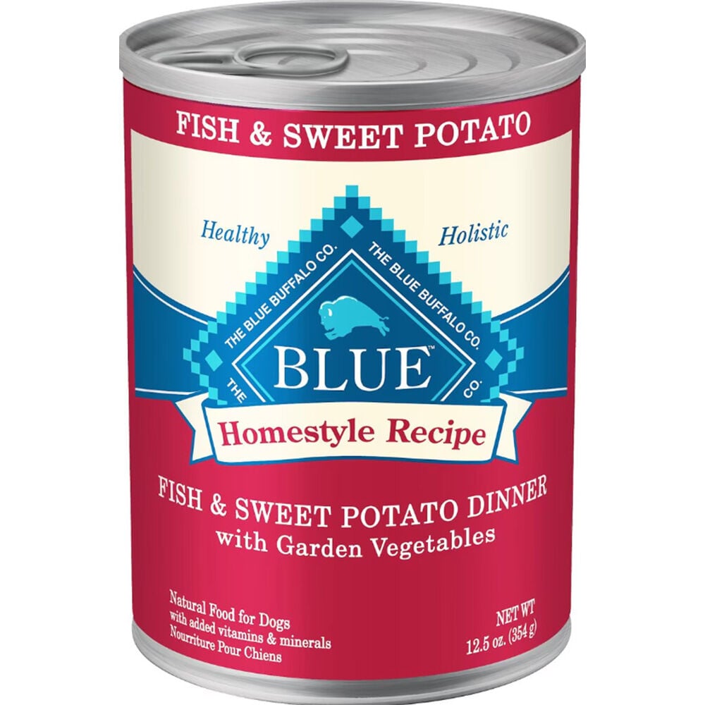 image of BLUE Homestyle Recipe Dog Wet Food Fish Dinner with Garden Vegetables, 12.5 oz