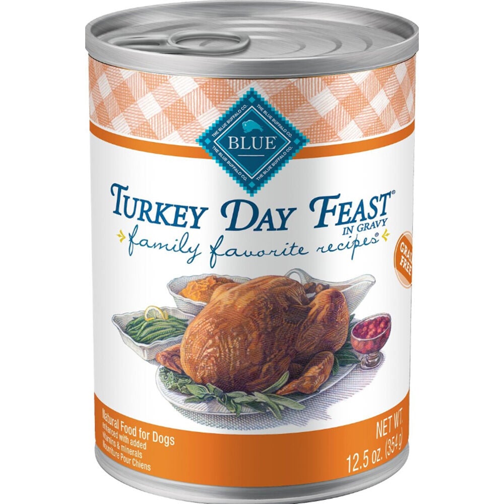 image of BLUE Family Favorites Wet Dog Food Turkey Day Feast, 12.5 oz