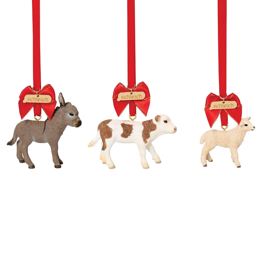 image of Festive Farm Friends Christmas Ornament Bundle, 3 pc