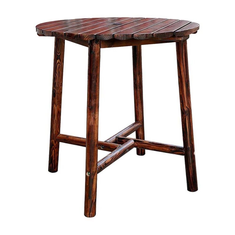 image of Char-Log Slatted Round Bar Table