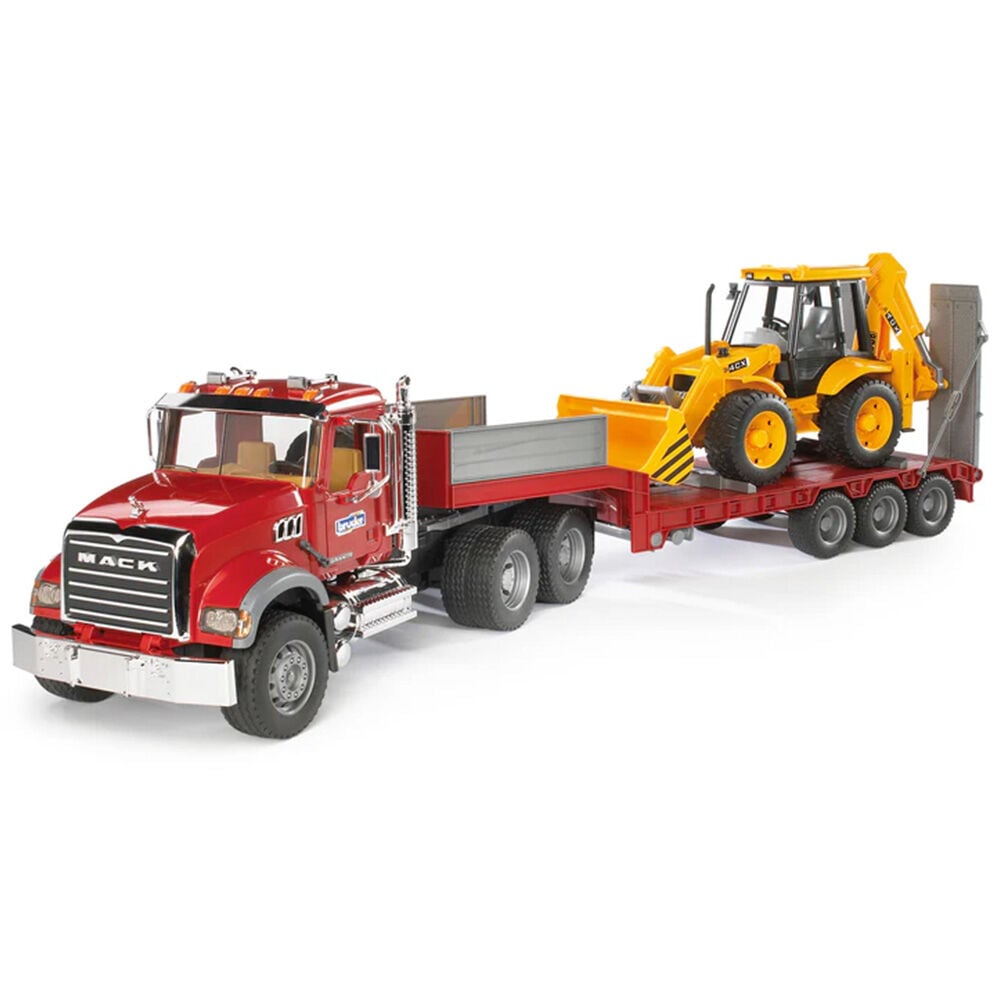 image of Mack Granite Truck with Low Loader and JCB 4CX Backhoe Loader