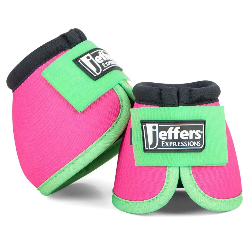 image of Expression No -Turn Bell Boots for Horses - Pair - Pink/Lime