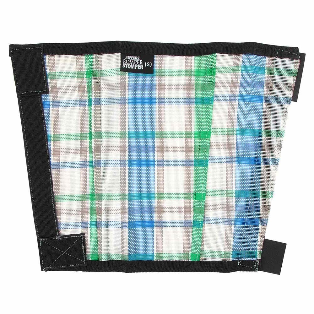 image of Romper Stomper  "Stomp-Free"  Fly Boots for Horses- Blue, Green & Tan, 4 pk
