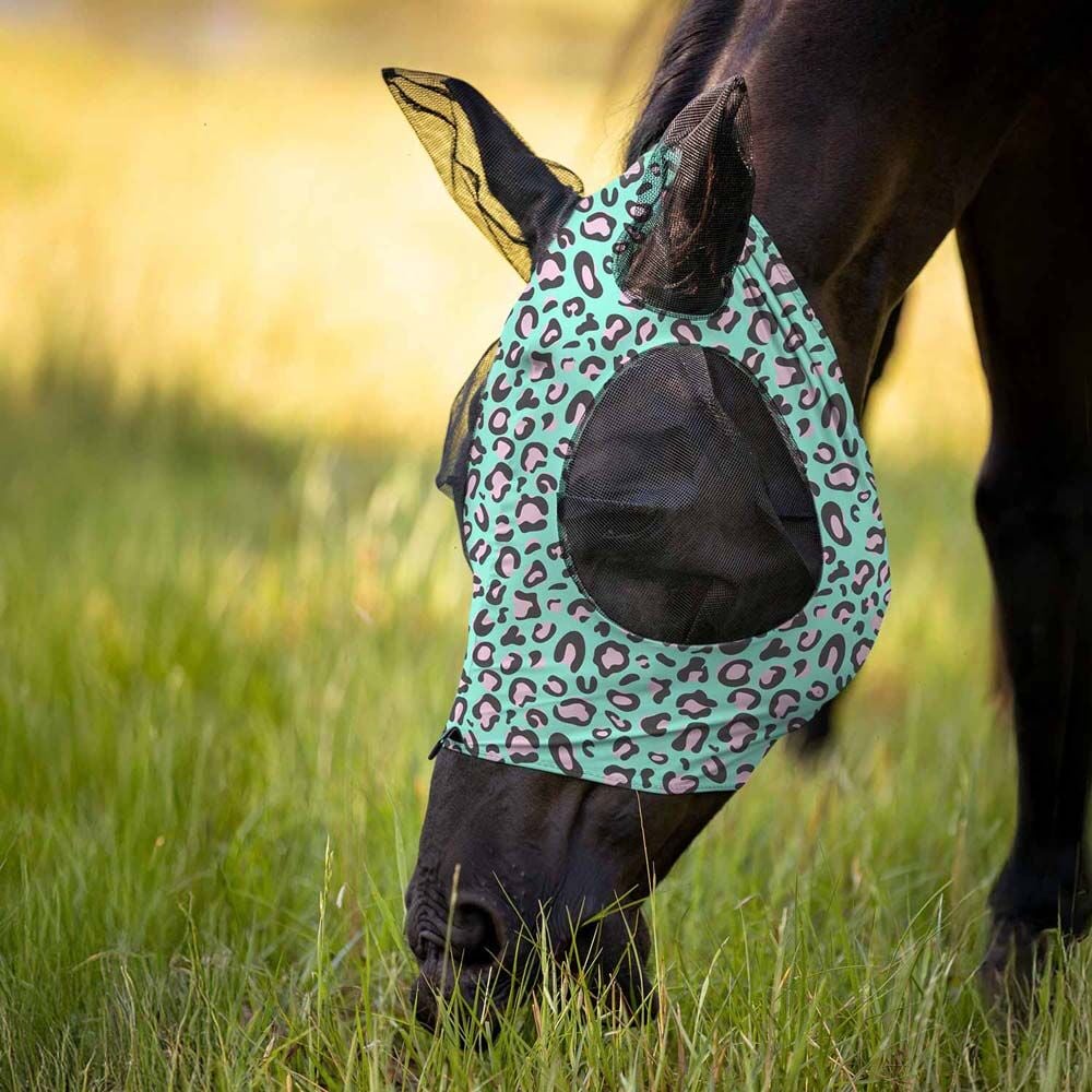 image of Expression Lycra Horse Fly Mask with Ears - Party Cheetah 