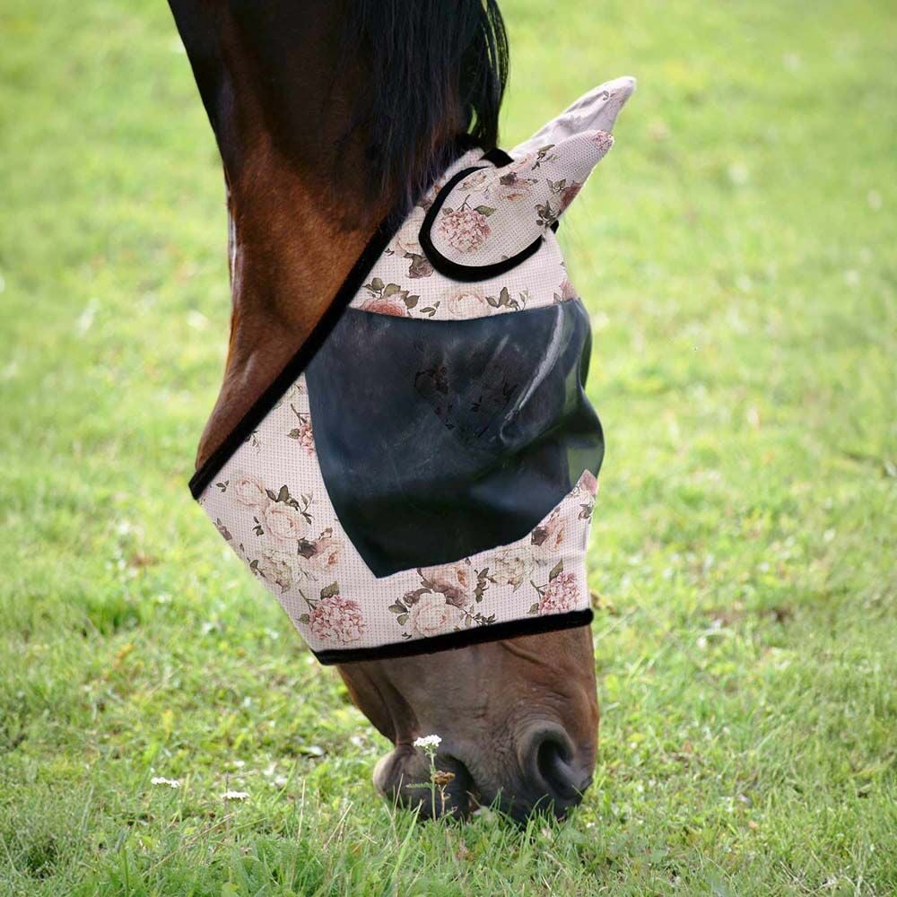image of Expression Deluxe Mesh Fly Mask with Ears - Rose Garden 