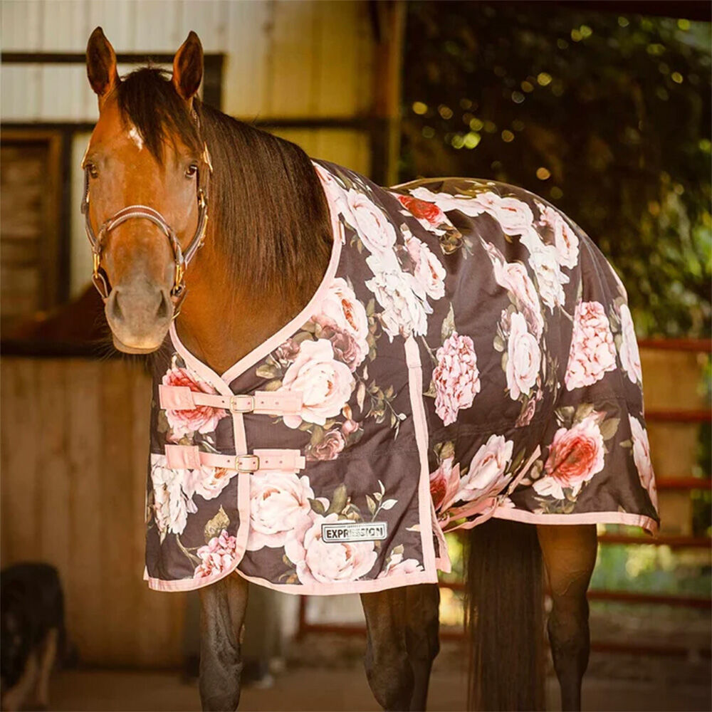image of Expression 1200D Standard Neck Turnout Horse Blanket - 240 g - Rose Garden