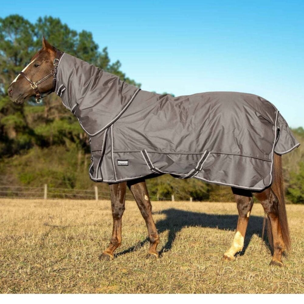 image of Poplar Head Defense 1680D Horse Turnout Blanket with Detachable Neck - 360 g - Plymouth Brown 