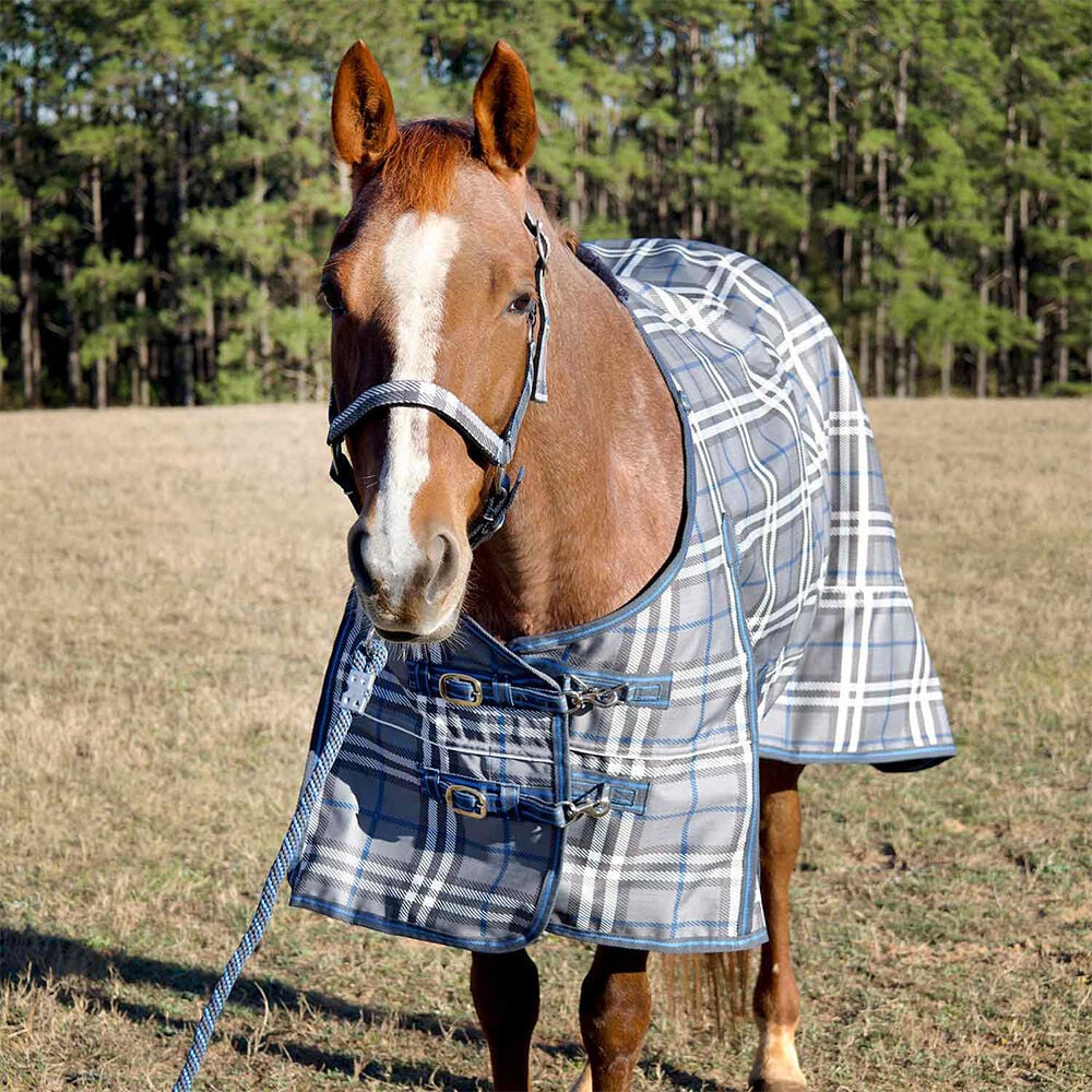 image of Poplar Head Refuge 1200D Horse Turnout Sheet - 0 g - Hamilton Blue & Slate Plaid 