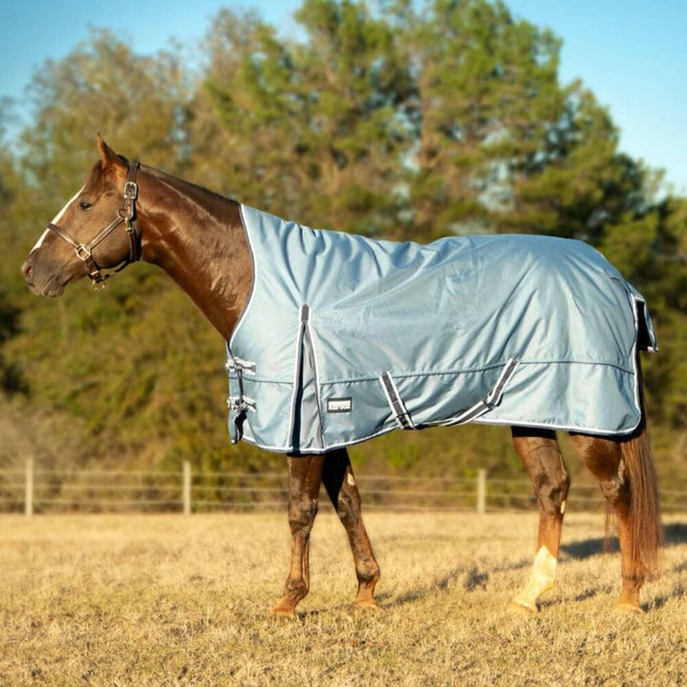 image of Poplar Head Refuge 1200D Horse Turnout Blanket with High Neck - 240 g - Hamilton Blue