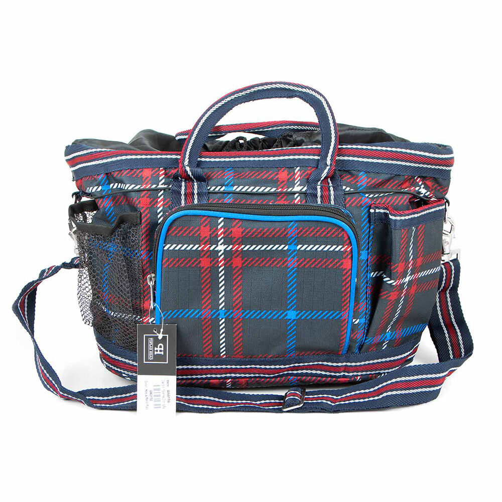 image of Poplar Head Grooming Bag - Navy & Merlot Plaid