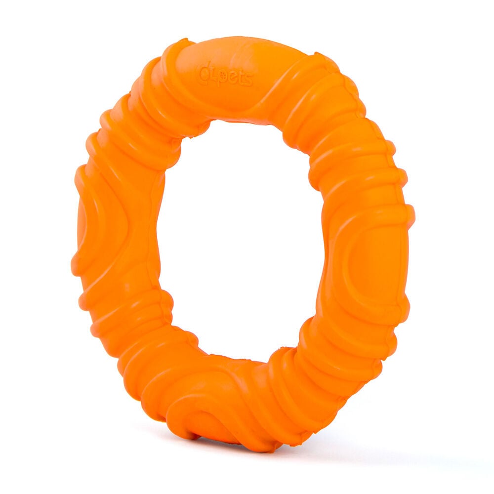 image of Wavy Ring Tugger Natural Rubber Dog Chew Toy for Tug - Fetch & Dental Support - Medium
