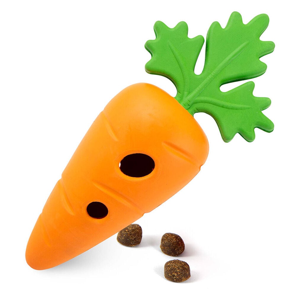 image of Baby Carrot Natural Rubber Treat Dispensing Dog Dental Chew Toy - Small
