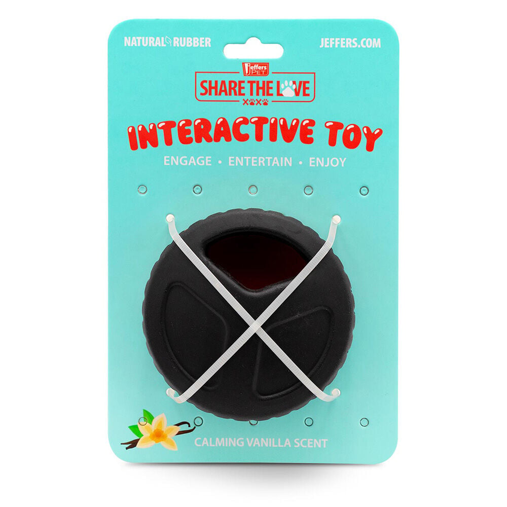 image of Red Hockey Puck Natural Rubber Treat Dispensing Dental Dog Chew Toy, Large