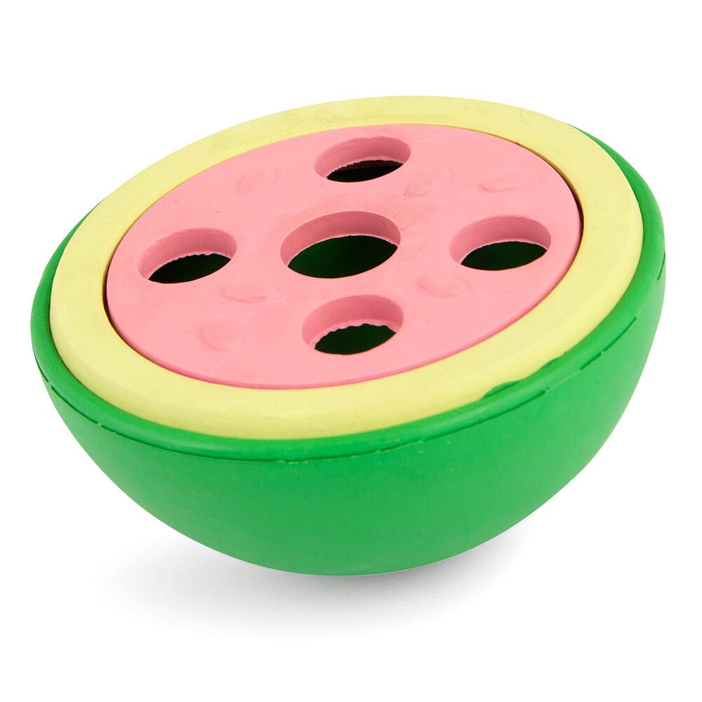 image of Watermelon Natural Rubber Treat Dispensing Dog Dental Chew Toy with Vanilla Scent - Small