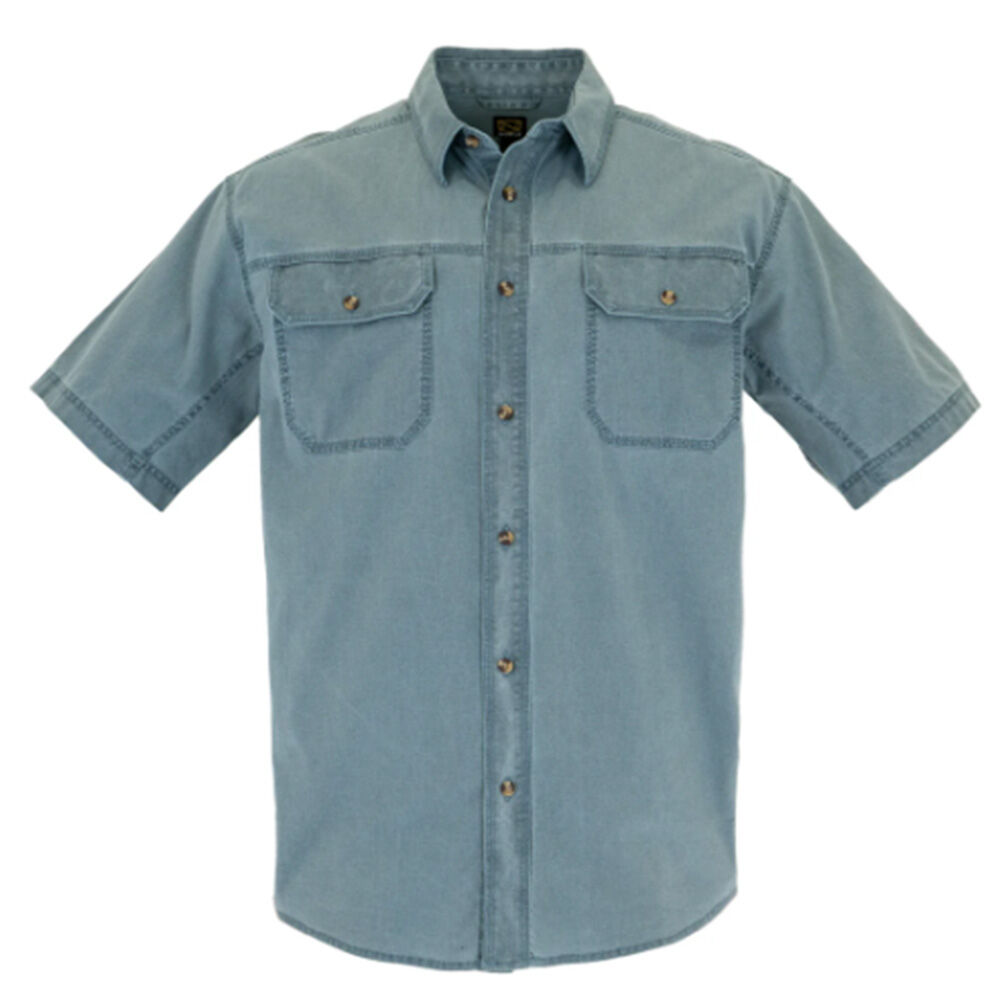 image of Men's Short Sleeve Weathered Work Shirt- Light Blue