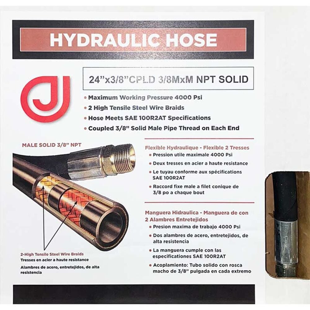image of 2-Braid Hydraulic Hose, 3/8-in x 24-in