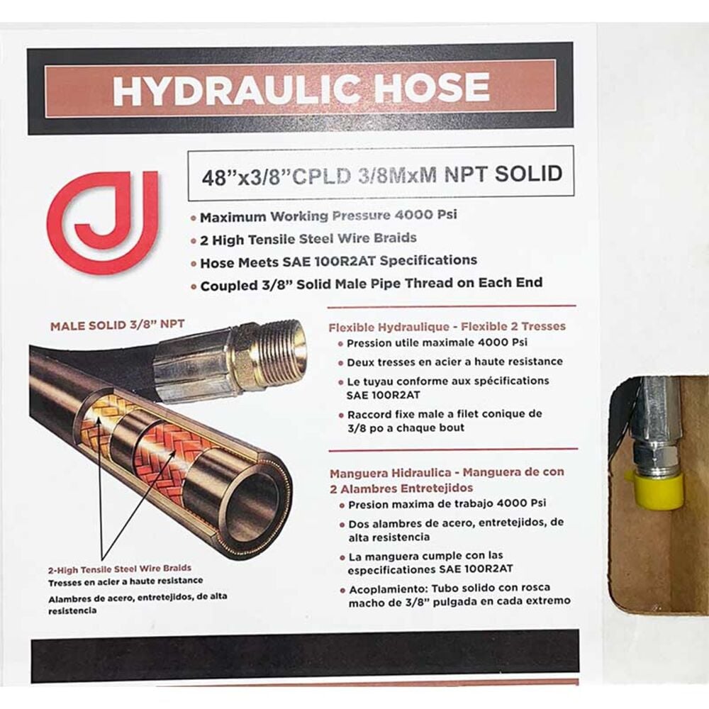 image of 2-Braid Hydraulic Hose, 3/8-in x 48-in